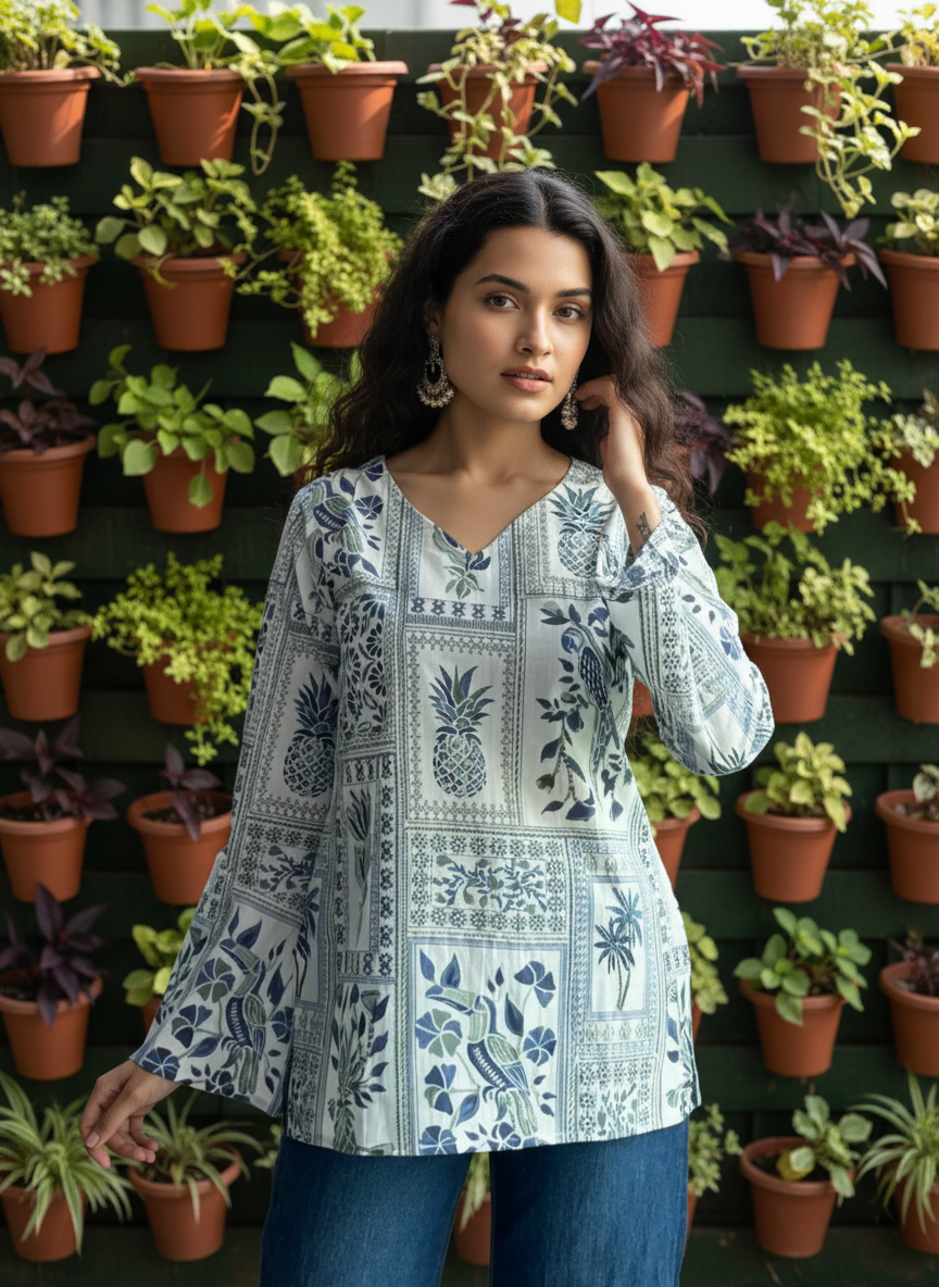 Tropical Tile  Short Kurti