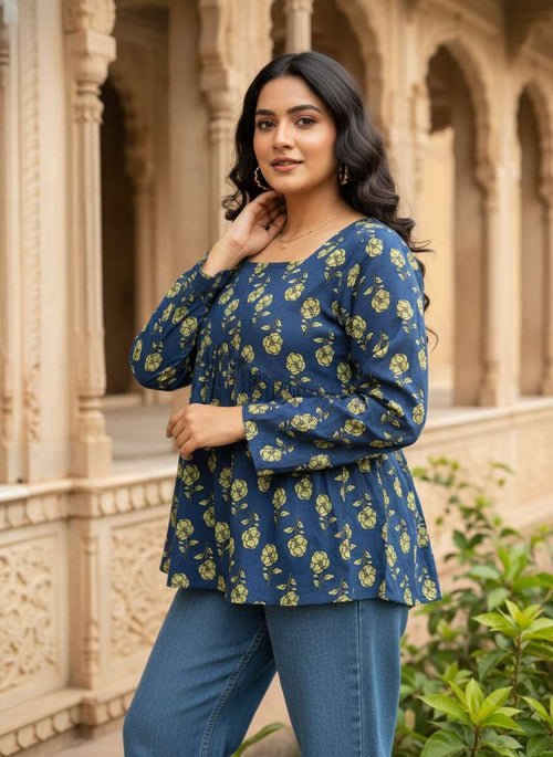Midnight Fern Peplum Top