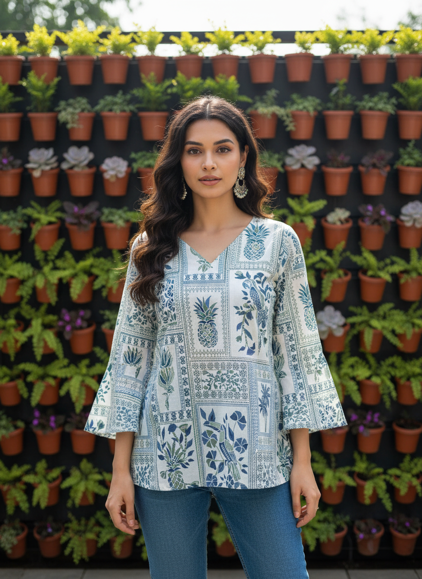 Tropical Tile  Short Kurti