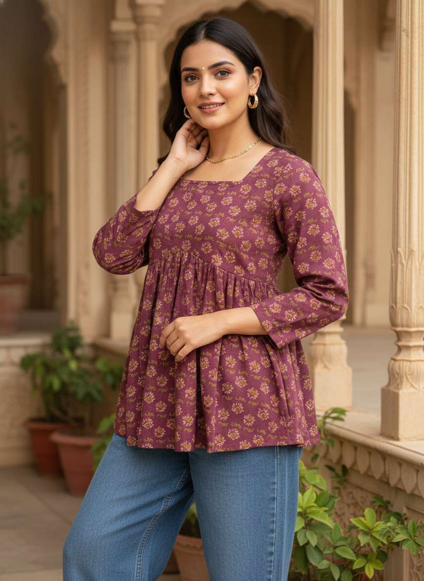 Plum Meadow Peplum Kurti