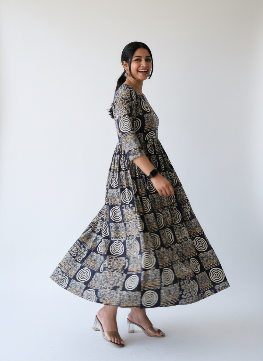 Bagru Geo Bloom Dress