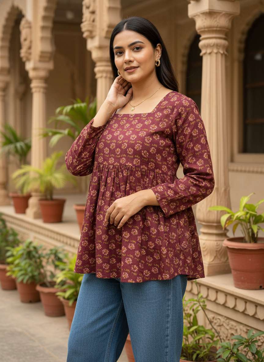 Plum Meadow Peplum Kurti