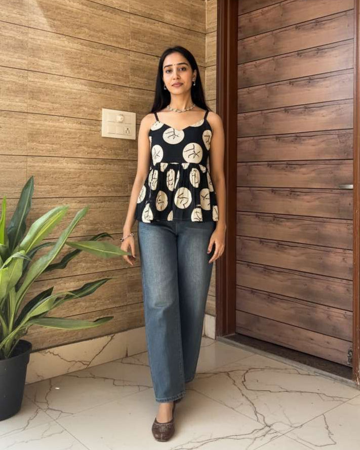 Midnight Dot Strap Top