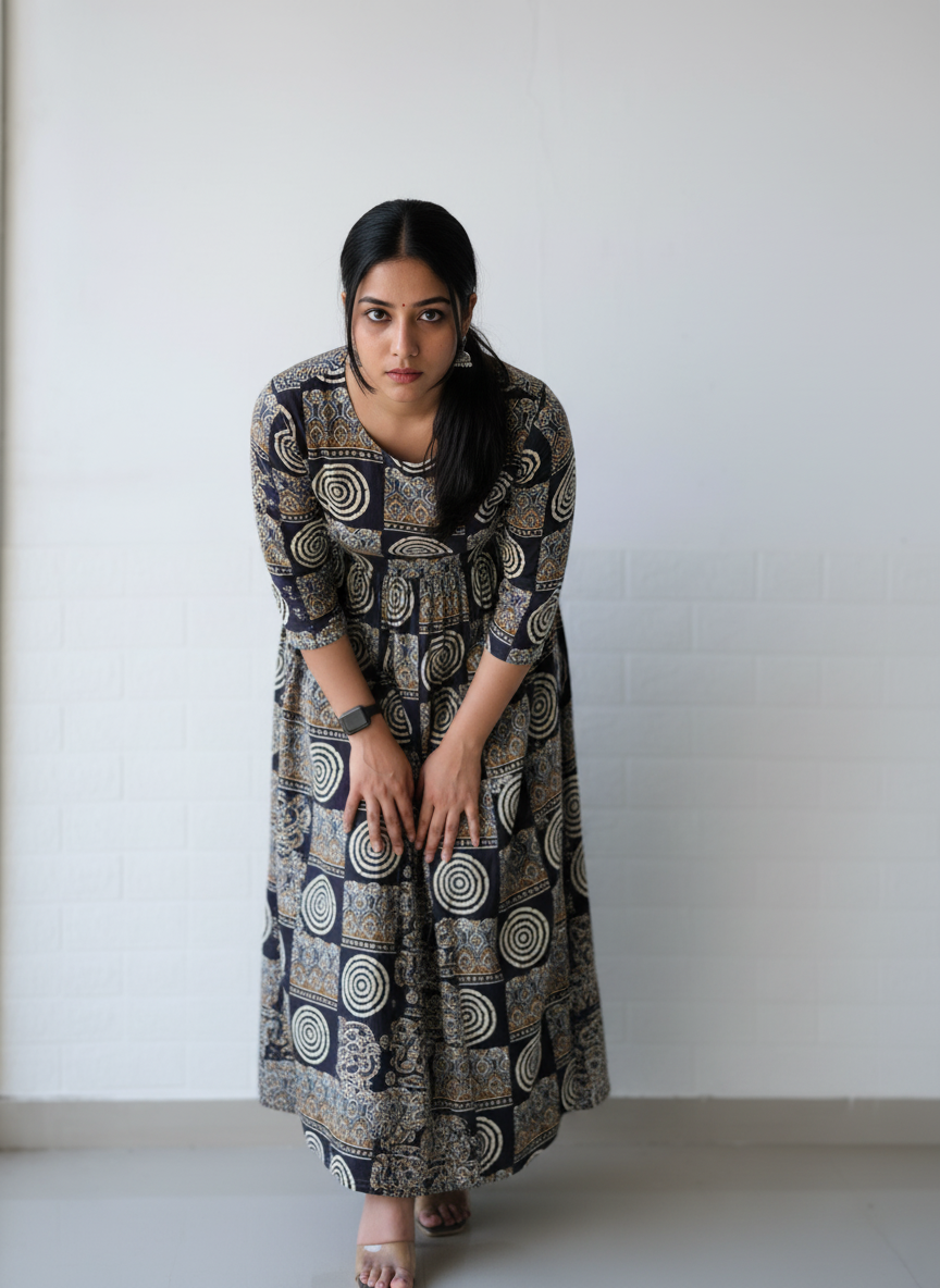 Bagru Geo Bloom Dress