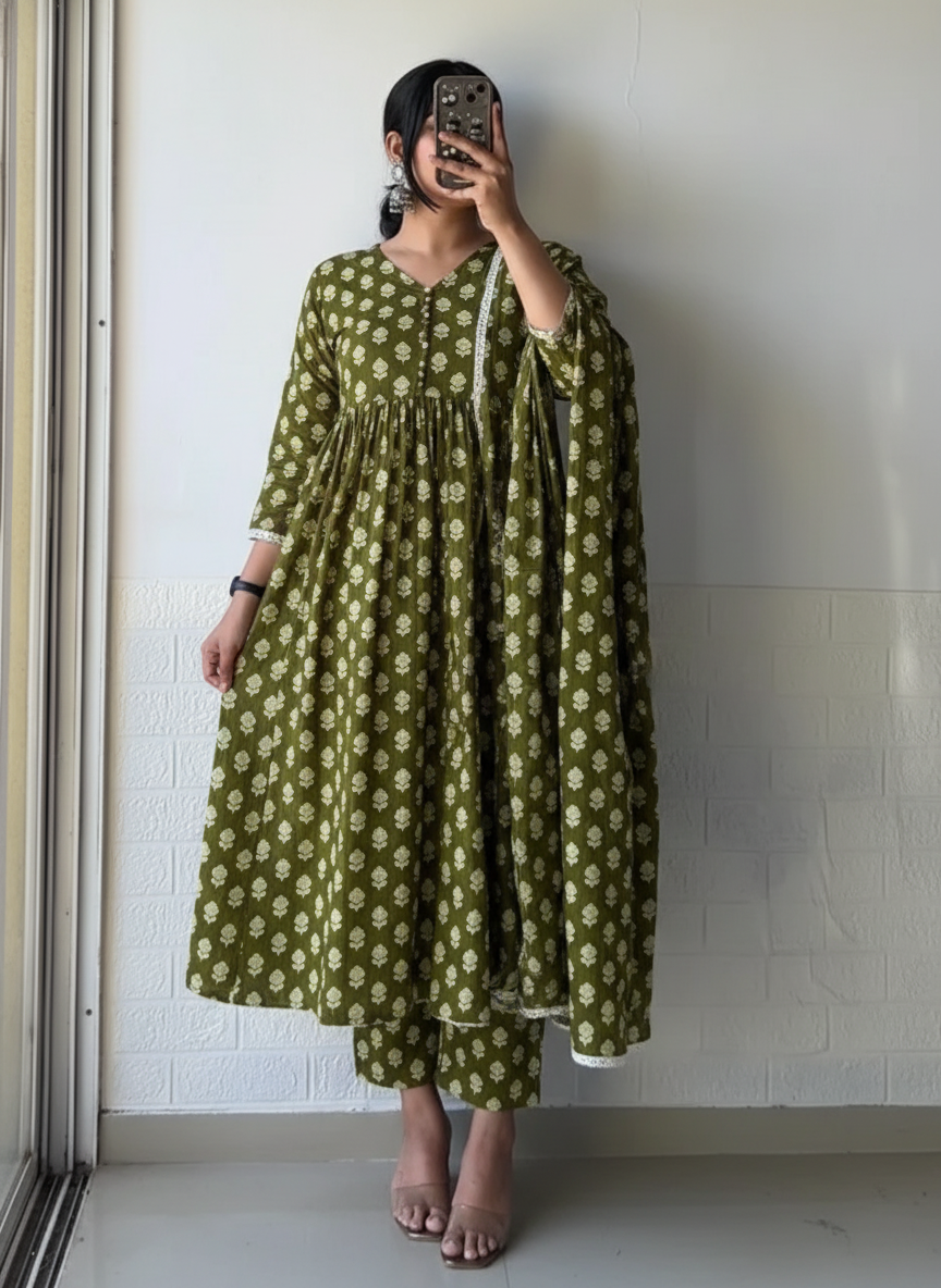 Green Kurta Set with Dupatta