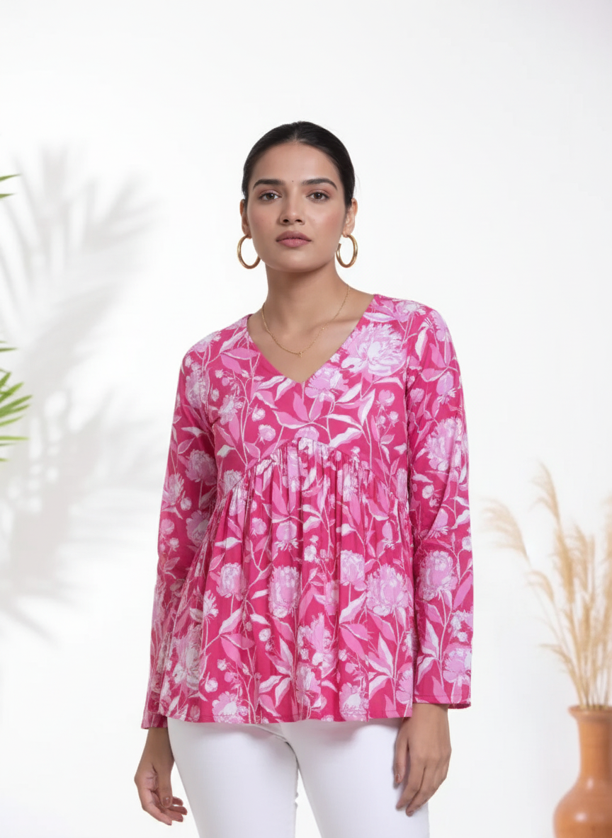 Pink Petal Reverie Peplum Top