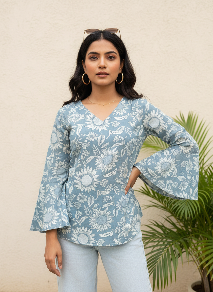 Sky Bloom  Short Kurti