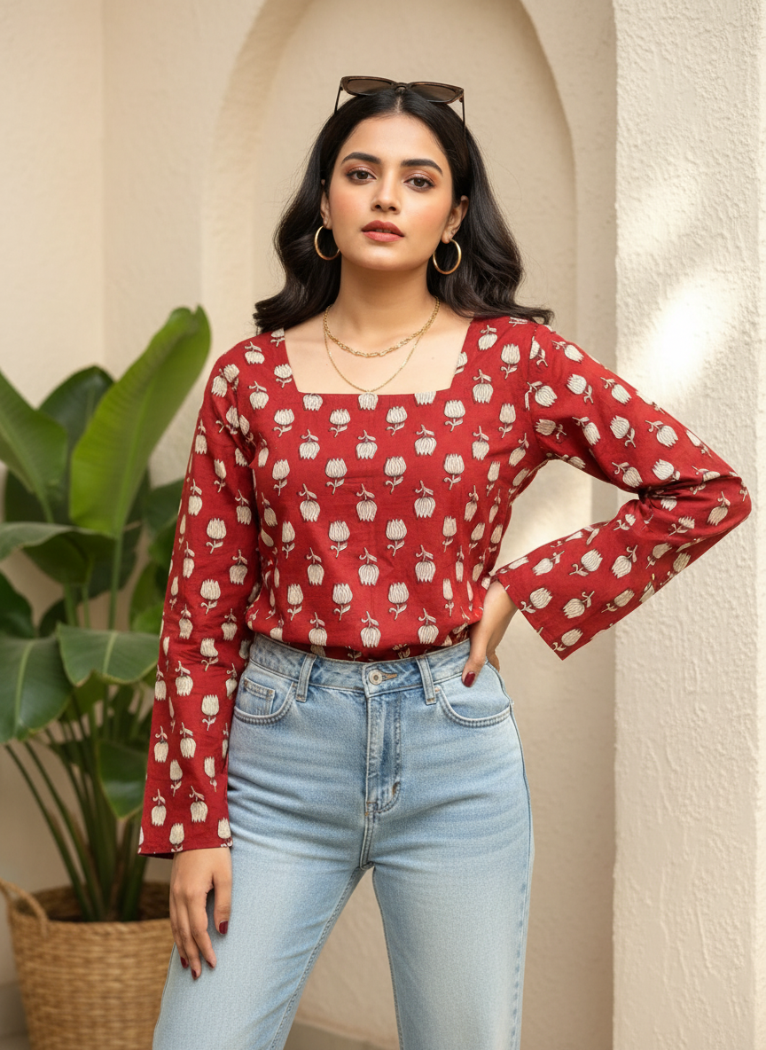 Crimson Tulip  Short Kurti