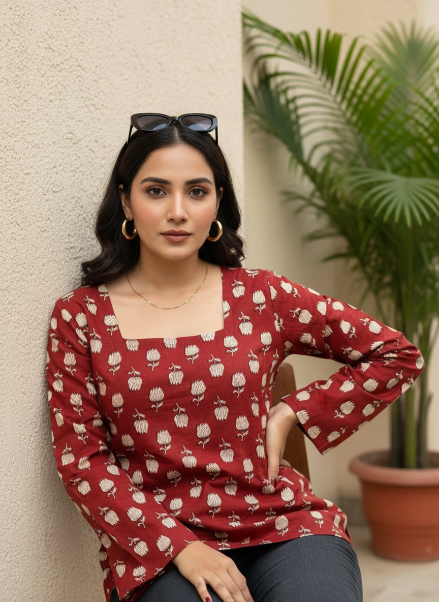 Crimson Tulip  Short Kurti