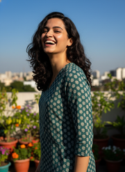 Emerald Bloom  Short Kurti