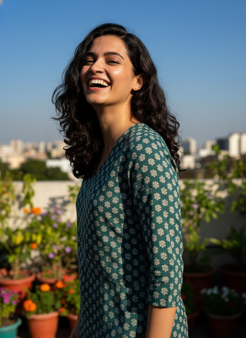 Emerald Bloom  Short Kurti