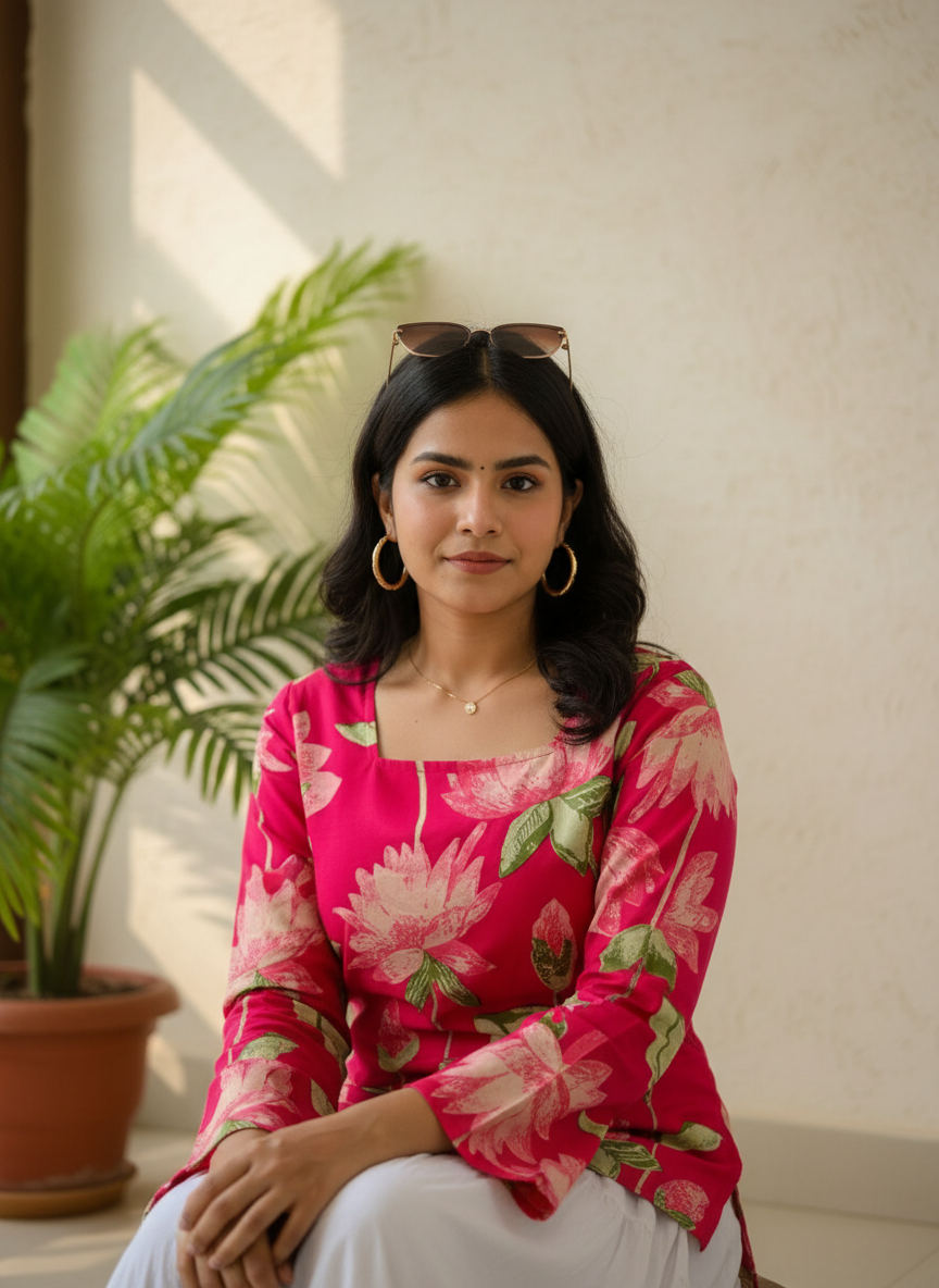 Lotus Garden  Short Kurti