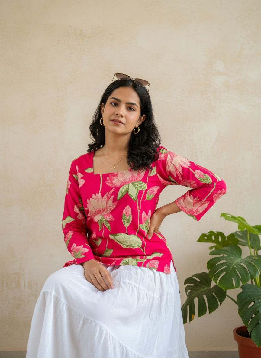 Lotus Garden  Short Kurti