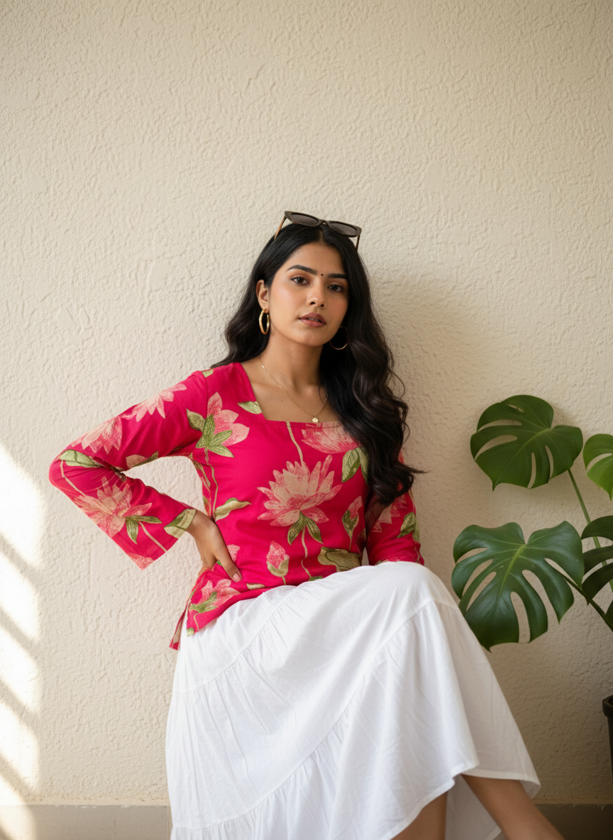 Lotus Garden  Short Kurti