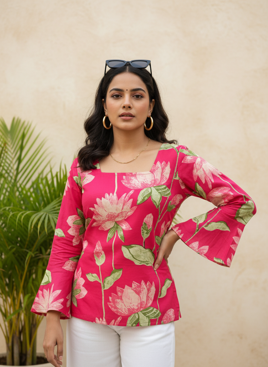 Lotus Garden  Short Kurti