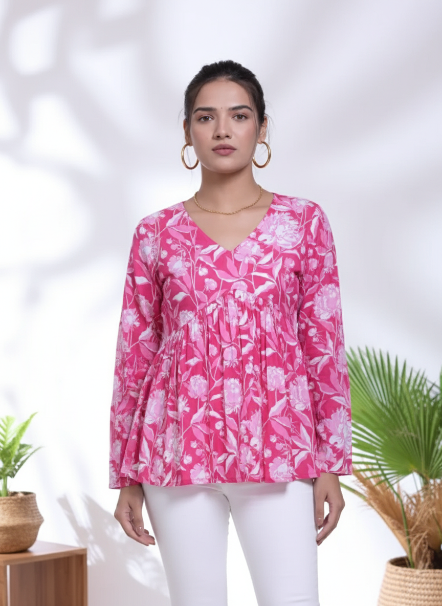 Pink Petal Reverie Peplum Top
