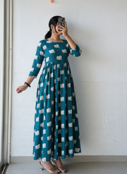 Teal Elephant Anarkali Dress