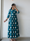 Teal Elephant Anarkali Dress