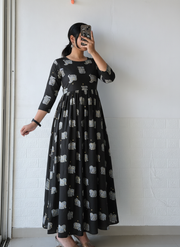 Black Elephant Anarkali Dress