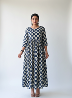 Blue Pleated Anarkali Dress
