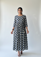 Blue Pleated Anarkali Dress