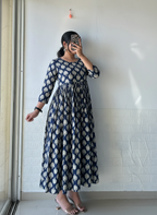 Blue Pleated Anarkali Dress