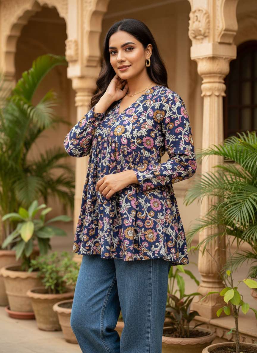 Indigo Garden Peplum Kurti