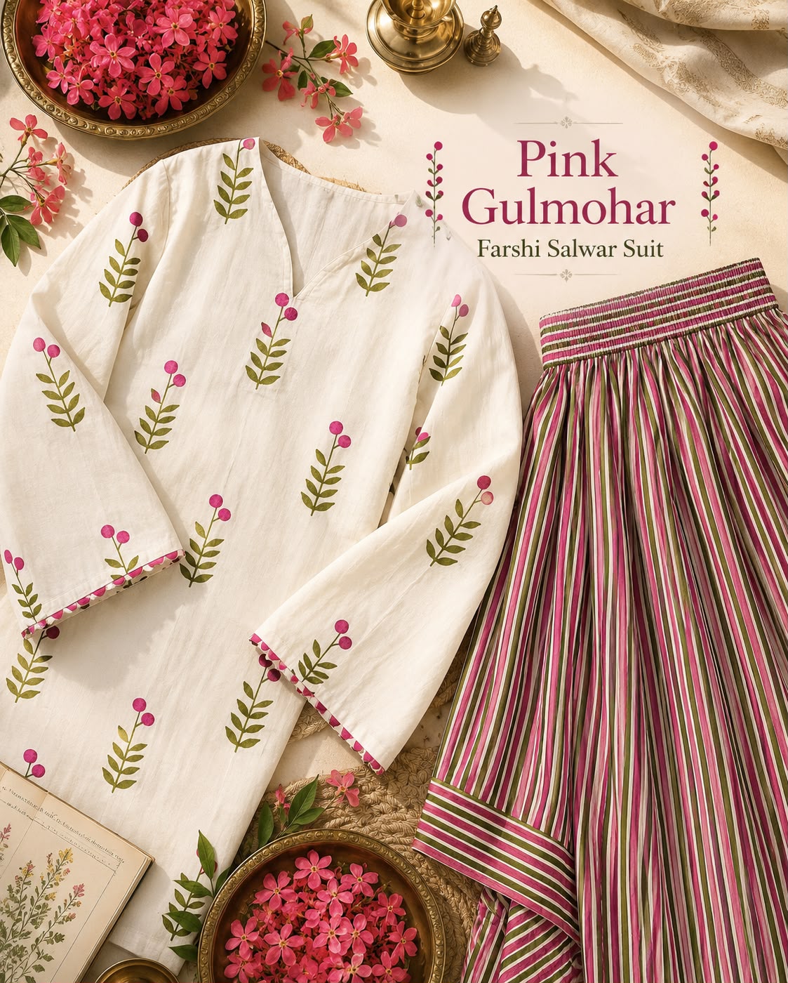 Pink Gulmohar Farshi Salwar Set
