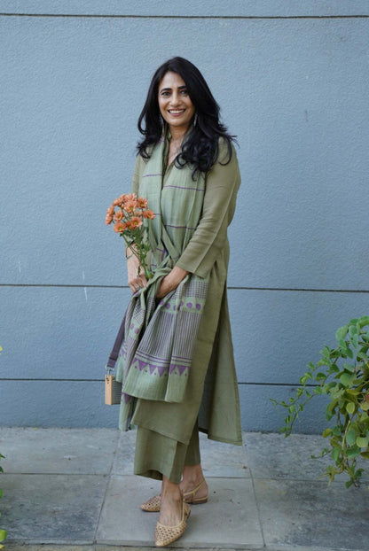 Olive Essence Kurta-Pant Dupatta Set