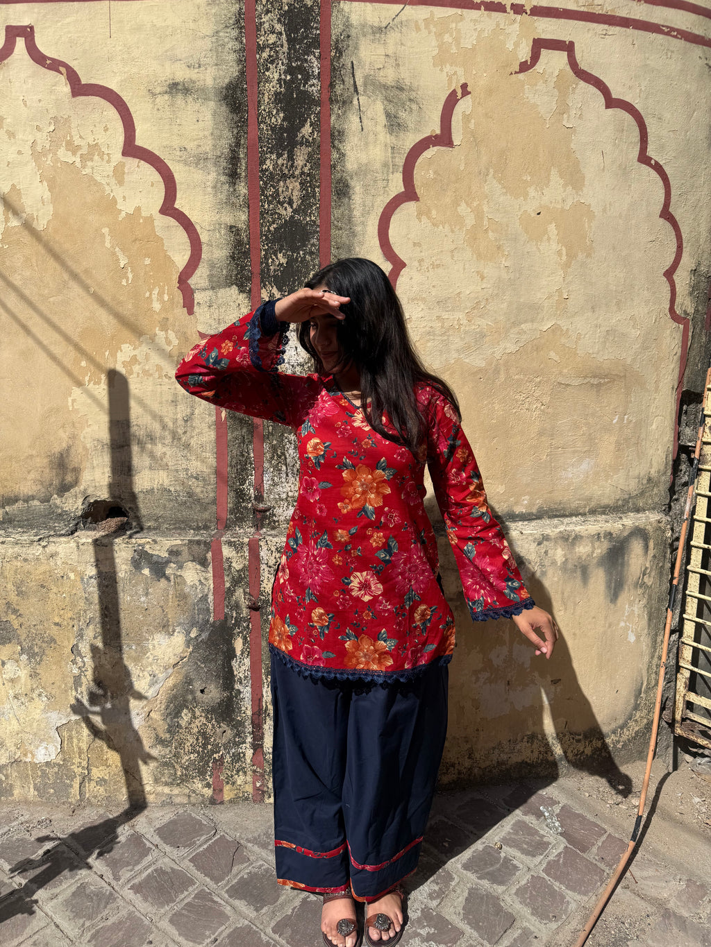 Gulnaar Floral Farshi Salwar Set