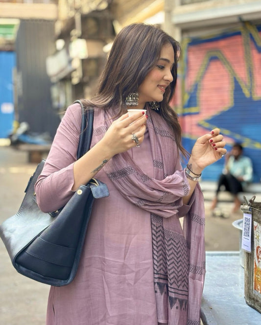 Lavender Breeze Kurta-Pant Dupatta Set