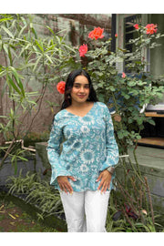Sea Bloom Bell Sleeve Kurti