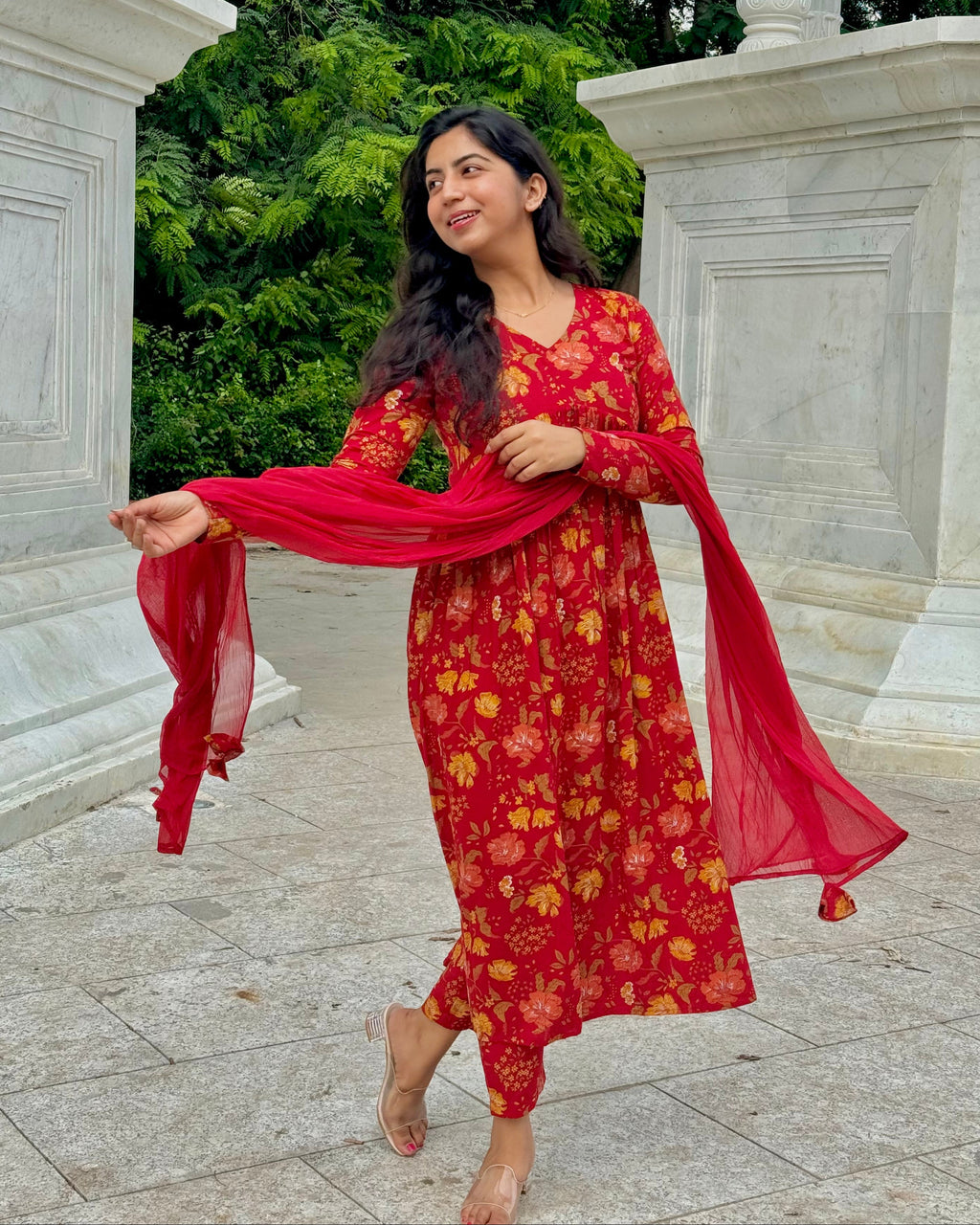Red Orange Suit Set