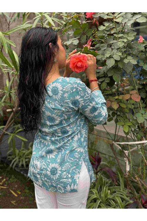 Sea Bloom Bell Sleeve Kurti