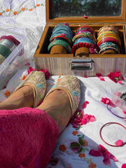 Ivory Pastel Floral Handcrafted Ethnic Jutti for Women