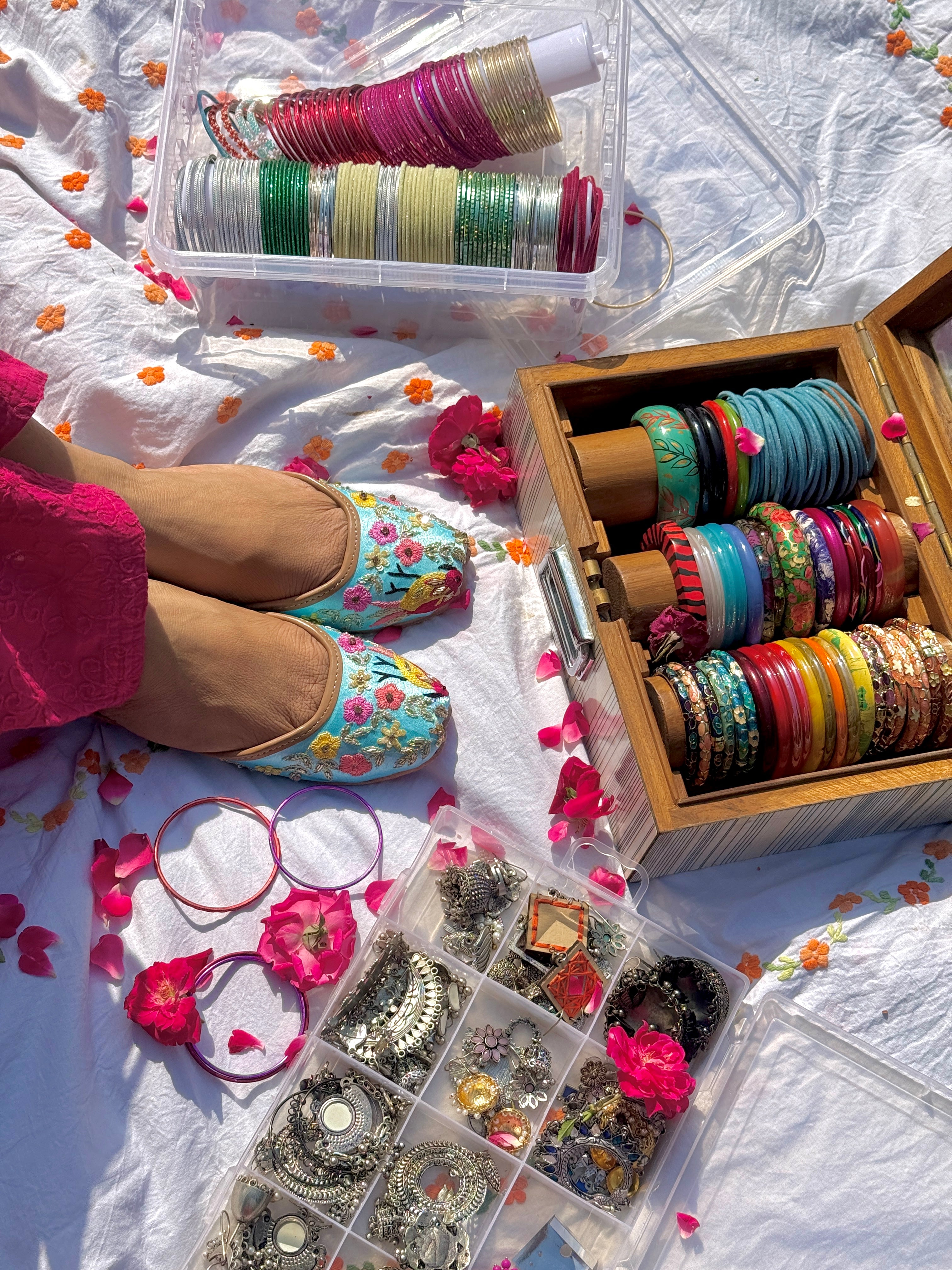 Sky Blue Bird Motif Hand Embroidered Jutti for Women