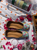 Sky Blue Bird Motif Hand Embroidered Jutti for Women