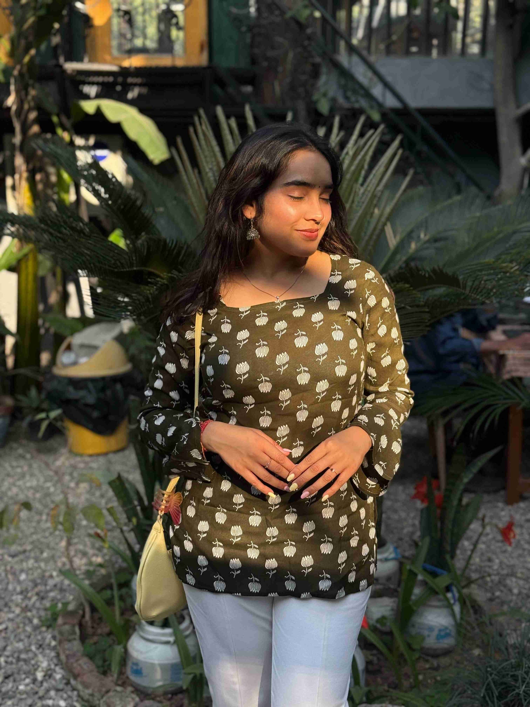 Olive Tulip  Short Kurti