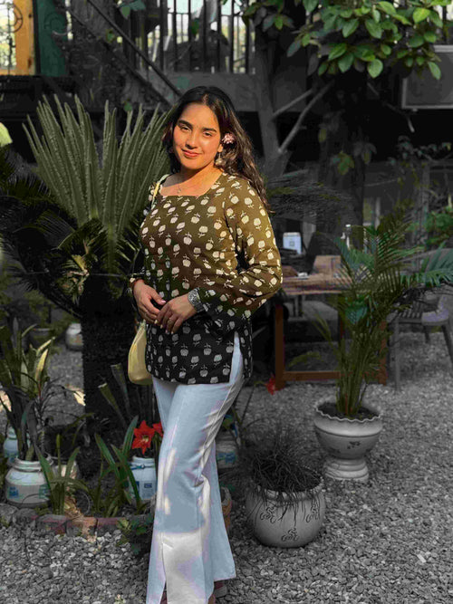 Olive Tulip  Short Kurti