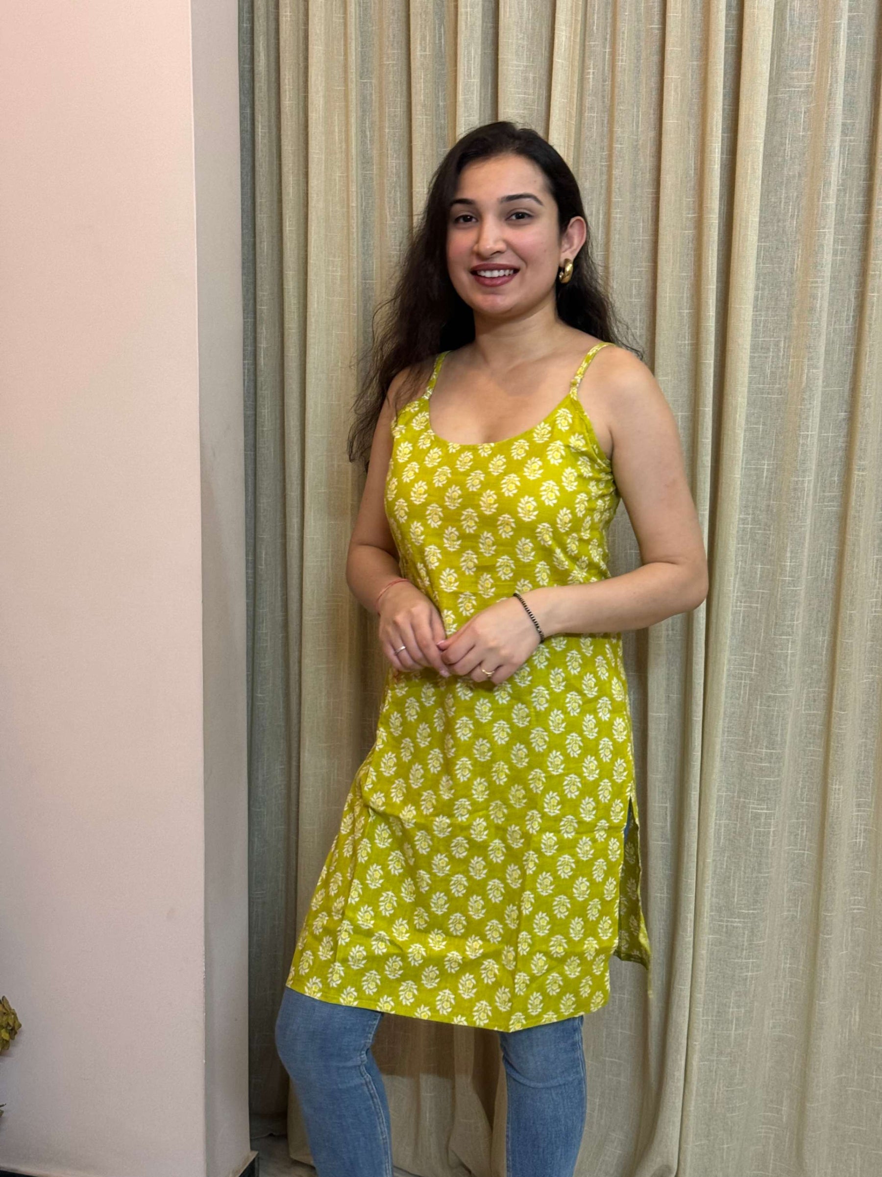 Lime green Strap kurta