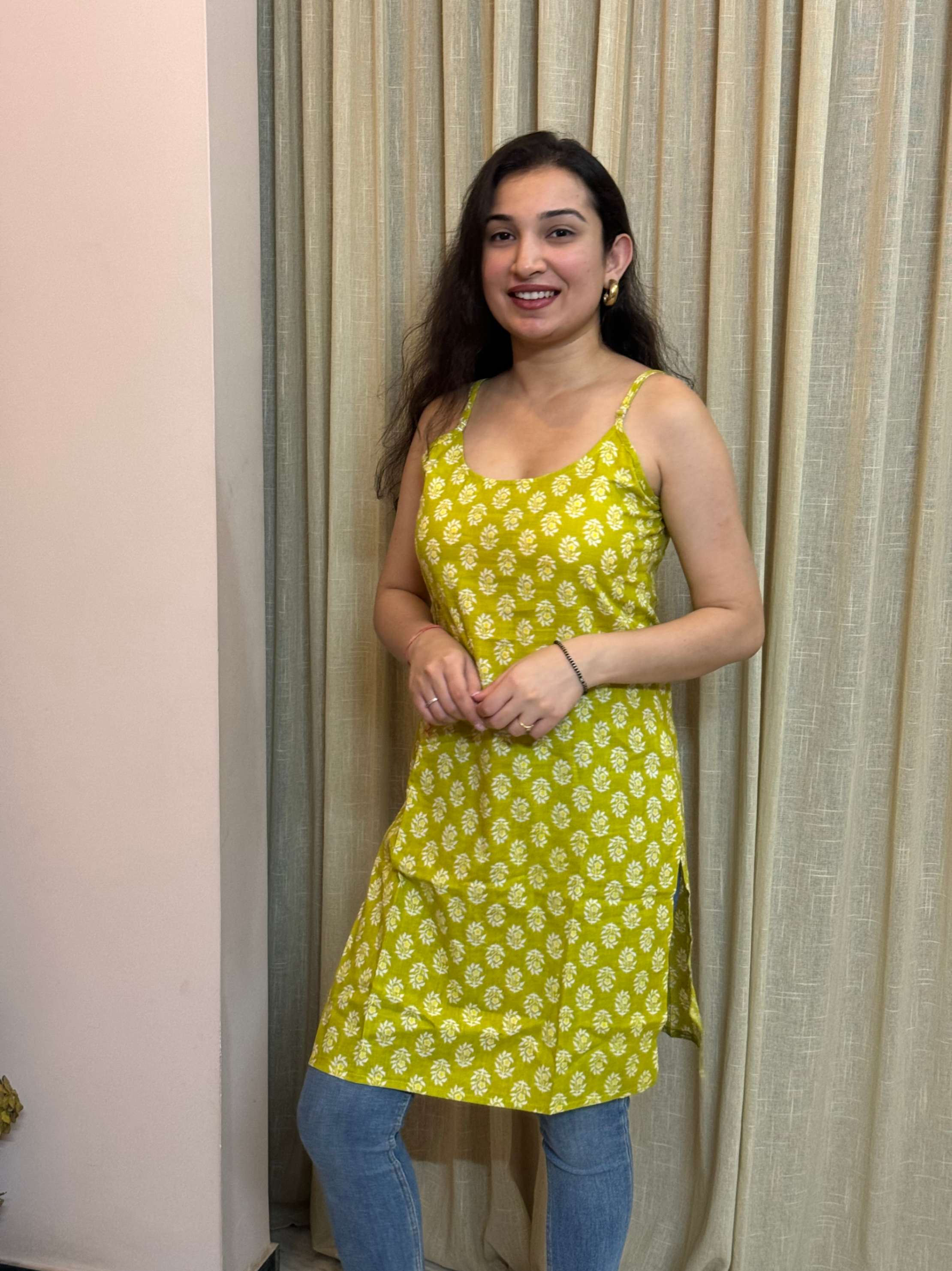 Lime green Strap kurta