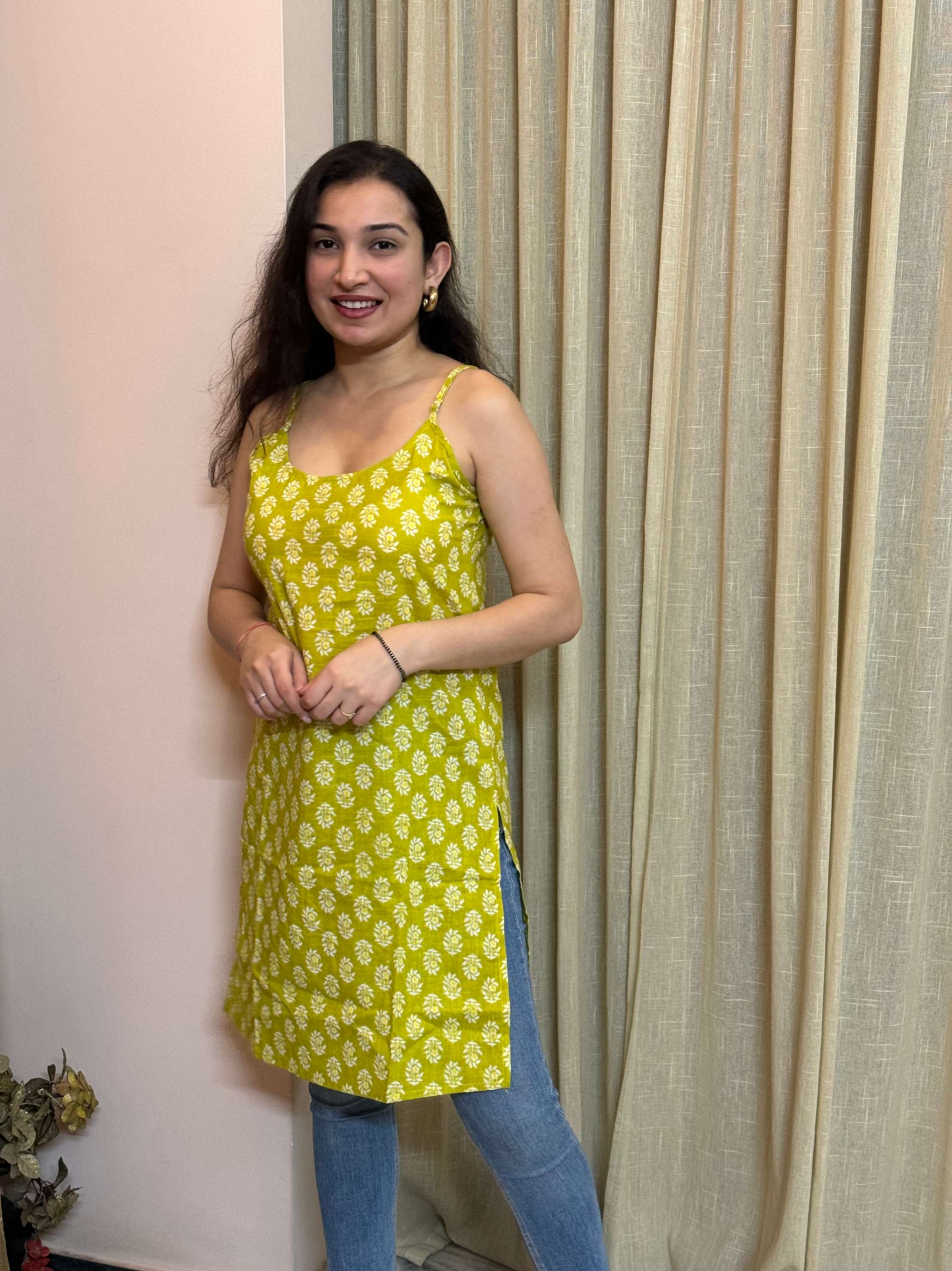 Lime green Strap kurta