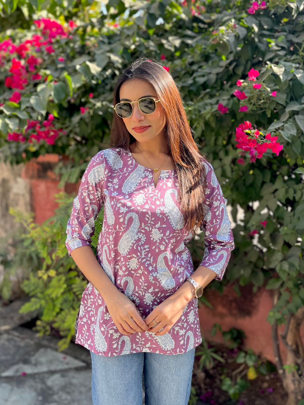 Mauve kaeri Short kurta