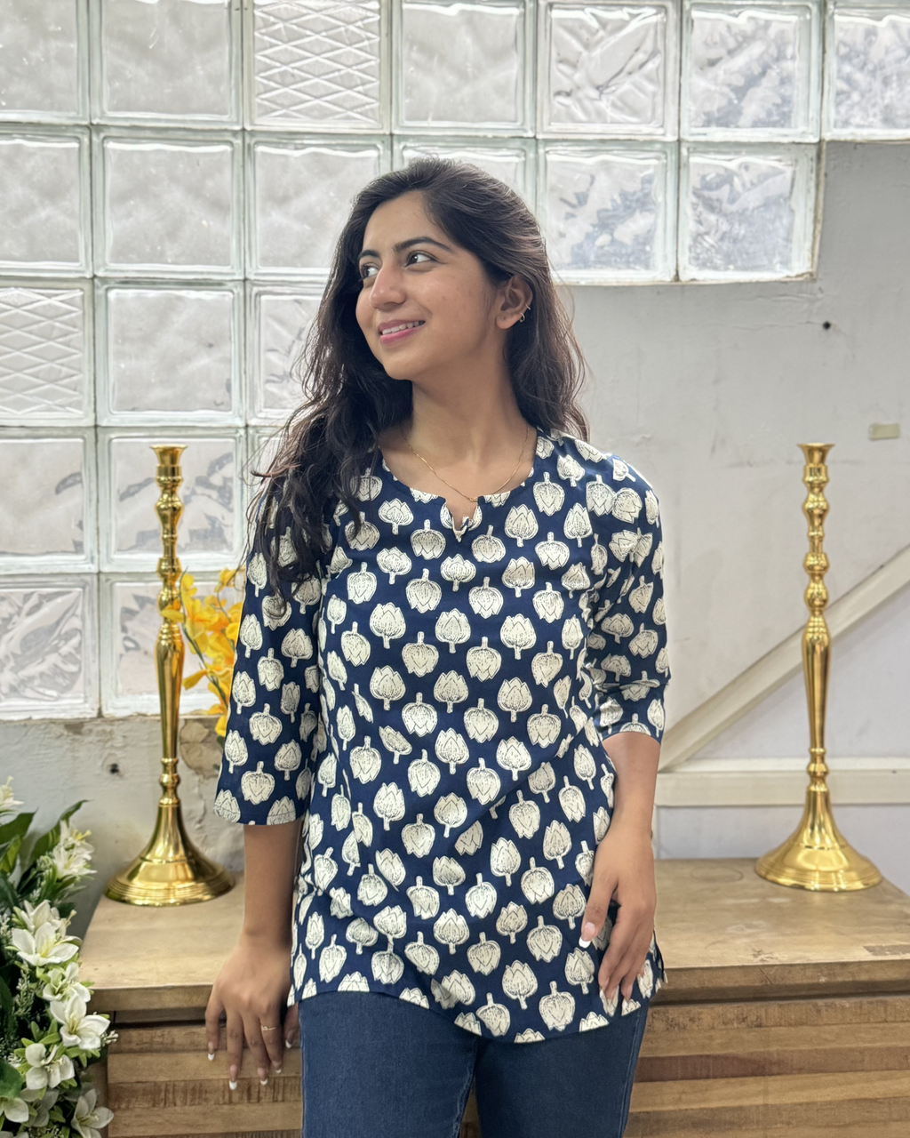 Blue Short Kurta(B/P)