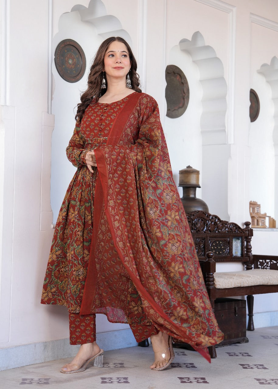 Maroon Anarkali Suit Set
