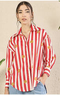 Red White Striped Printed Shirt