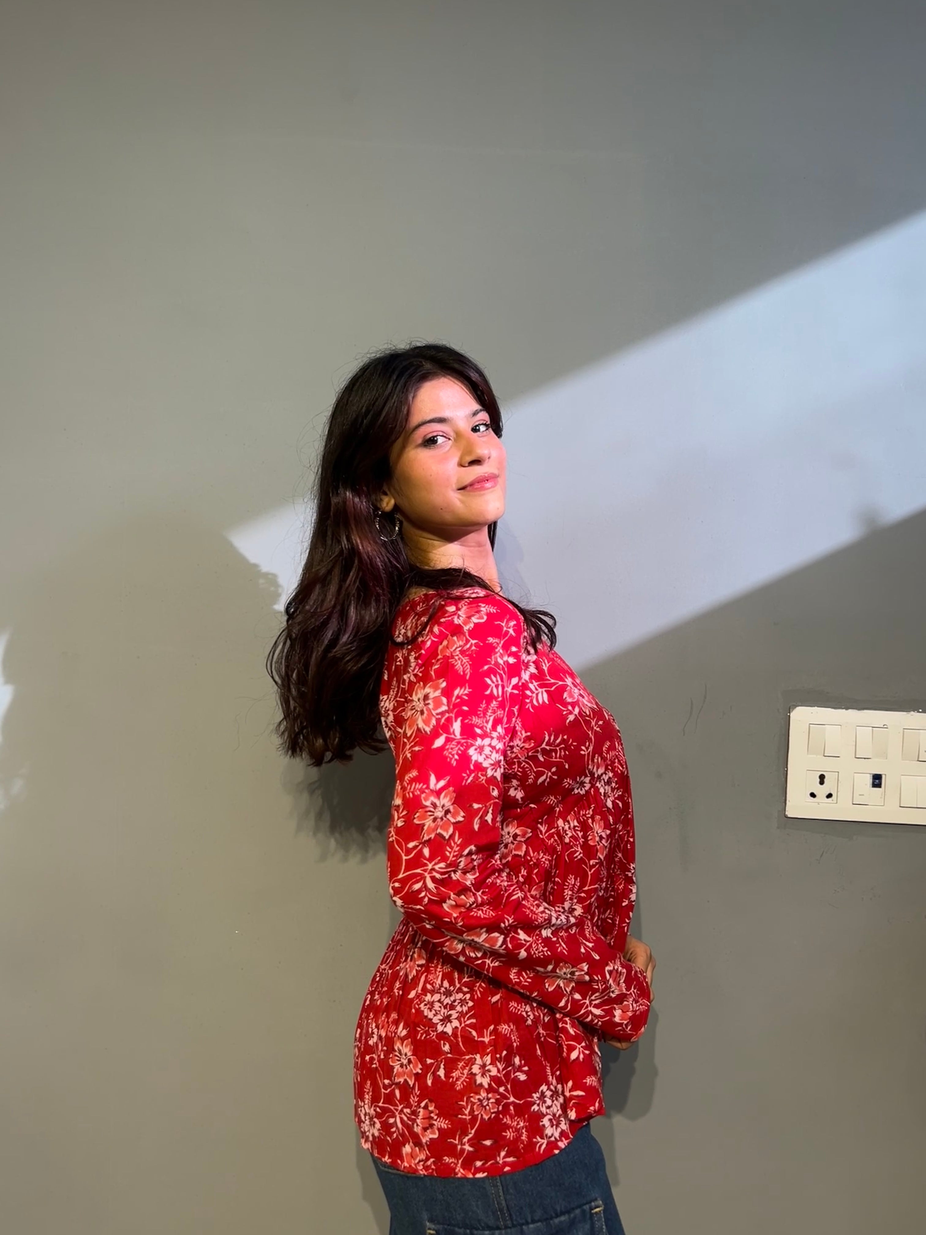 Cherry Red Peplum Top