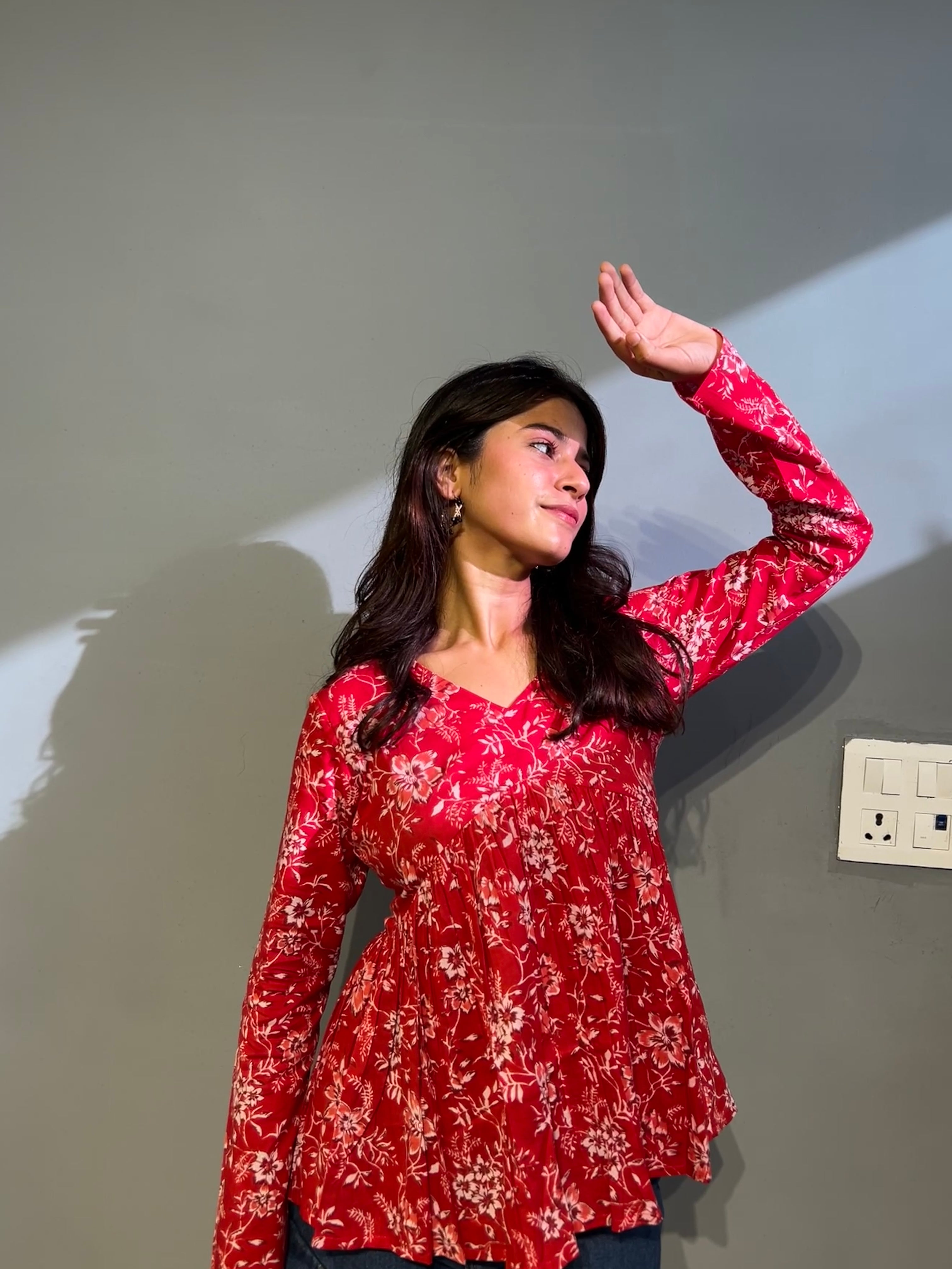 Cherry Red Peplum Top