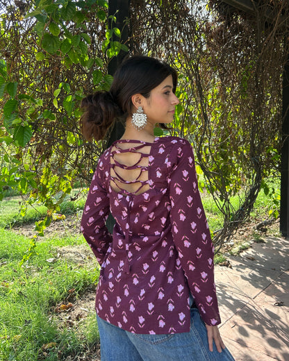 Wine booti Short kurta