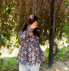 Bluish Floral Peplum Top